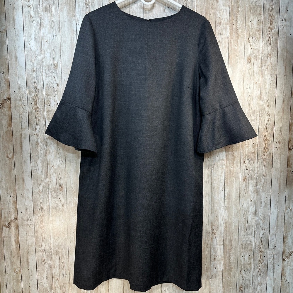 Pendleton Women's‎ Dark Grey Wool Flutter Sleeve Dress Size Large Made in USA
